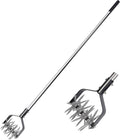 Rotary Cultivator Garden Tool, Adjustable Hand Tiller, Long Handle Cultivator for Aerating, Planting and Mixing Soil or Reseeding Grass