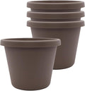 The HC Companies 8 Inch Prima Round Planter Pots with Drainage Holes and Rolled Rim, Lightweight UV-Resistant Plastic Indoor & Outdoor Planters, 4-Pack Flower Pots for Garden & Home Decor, Cappuccino