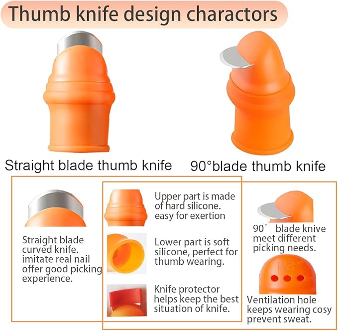 Garden Silicone Thumb Knife, Harvesting Tools for Garden, Harvesting Knife with Cut Resistant Finger Cots, Garden Tool Set for Trimming Plant, Gardening Gifts and Kitchen Help