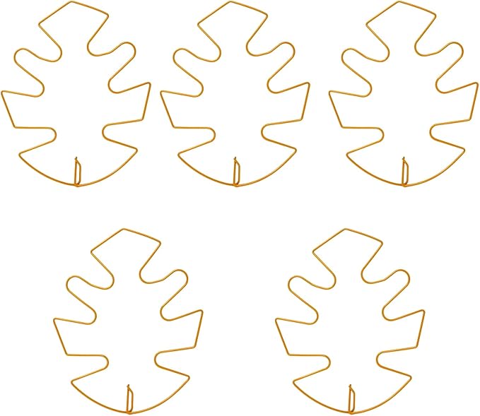 Honbay 5PCS Iron Monstera Stem Support Frame 6-Leaf Gold Alloy Plant Support Bracket for Indoor Outdoor Plants, Flower Stem Support for Garden Home