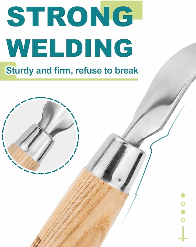 Weed Puller Tool Hand Weeder Tool Weed Remover Stick Hand Weed Digger for Gardening Weeding Pulling Digging Removing Weeds Roots Garden Manual Weeder Tool with Hard Solid Wood Handle