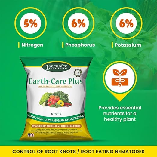 Earth-Care Plus 5-6-6 Organic Fast Acting Fertilizer for Plants - Water-Soluble Plant Food for Vegetables, Trees, and Flowers - Boost Growth for Lawns, & Gardens 4lb (1Pack)