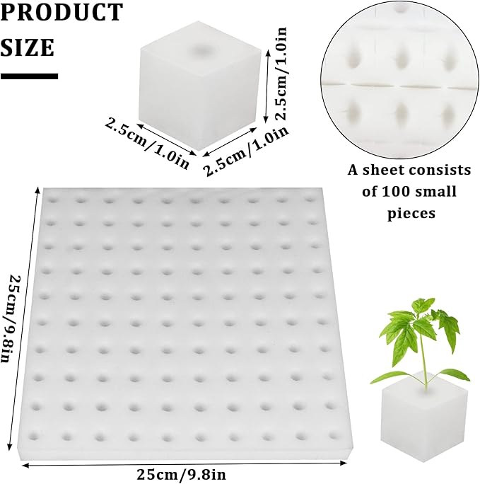 400 PCS Hydroponic Sponge Planting Tool Square Seedling Sponges Greenhouse Hydroponic Sponges Hydroponic Vegetable Planting Sponge for Small Bud Growth