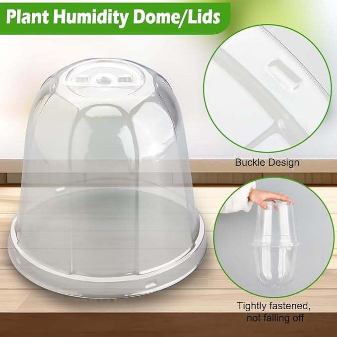 6 Inch Clear Humidity Dome, 30 Pcs Adjustable Plant Pot Domes Compatible with 6" Nursery Pots, Reusable Transparent Grow Dome Cover for Seed Starter Pots Outdoor Gardening Plant Growth