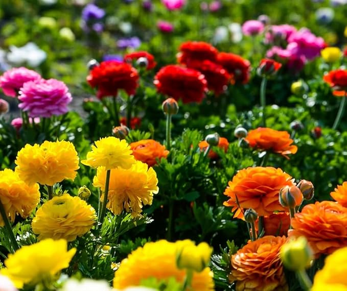 Mixed Peony Ranunculus Bulbs- Persian Buttercup -10 Corms Bulbs Flowering Blooms Perennial Bulbous Root Garden Plant (Mixed Ranunculus Bulbs)