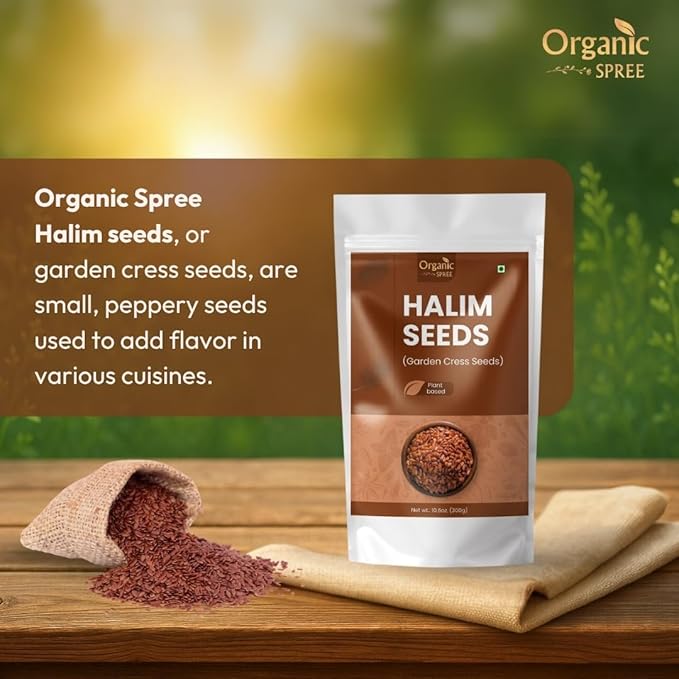 Organic Spree Halim Seeds 300gm (10.6oz) | Garden Cress Seeds | Pure and Natural - Pack of 2