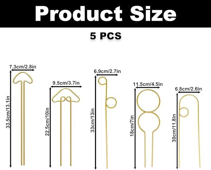 5PCS Gold Metal Trellis for Potted Plants, Plant Support Stake for Climbing Plants Indoor, Small Plant Support for Garden Indoor Houseplant, Flower Orchids Monstera Hoya Pothos Philodendron