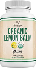 Double Wood Supplements Organic Lemon Balm 120 Capsules - for Digestion & Relaxation 590mg - 120 Servings - Non-GMO, Gluten Free, and Vegan Safe