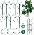 10Pack Stackable Plant Support, 2 in 1 Monstable Plant Stakes & Tomato Cage Kits for Indoor Outdoor Climibing Plants, Durable Alternative to Moss Pole Sticks Trellis for Houseplants Potted