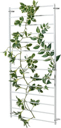 MyGift 4 Foot Tall Modern White Metal Wall Mounted Horizontal Bars Trellis, Outdoor Hanging Support Frame for Climbing Garden Plants and Crawling Vines