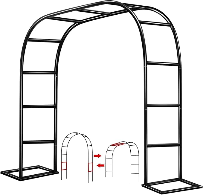 Garden Arch Trellis for Climbing Plants Outdoor Wedding Arches for Ceremony Black Metal Garden Arbor Indoor Garden Arches for Party Decoration 7.9ft Wide X 6.4ft High (Brown)