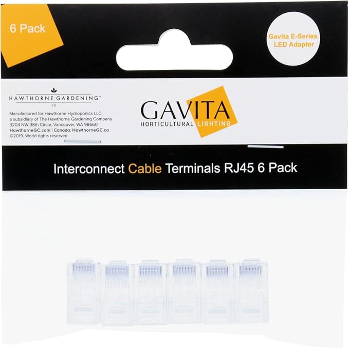 Gavita E-Series LED Adapter Interconnect Cable Terminals, RJ45 (6-Pack)