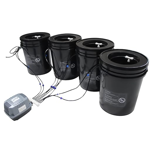 Hydroponics Grow System, 4Pcs 5-Gallon Hydroponic Bucket Kit with Water Pump, Deep Water Recirculating Culture Drip Irrigation System for Vegetables (4 Bucket + Drip Kit)