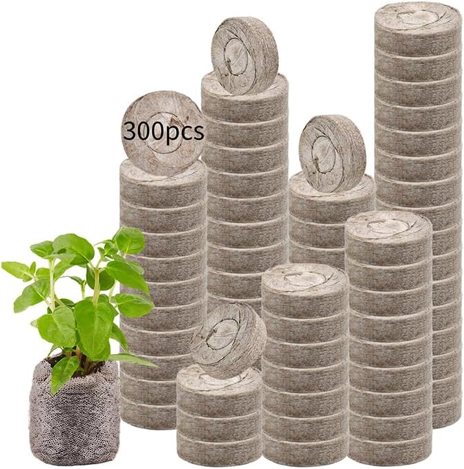 Legigo 300 Pcs 40mm Seed Starter Peat Pellets for Seedlings- Compressed Seed Starter Pods Seed Starting Pellets Plugs Soil Peat Pods for Starting Seeds, Garden Planting Herb Flower Vegetables
