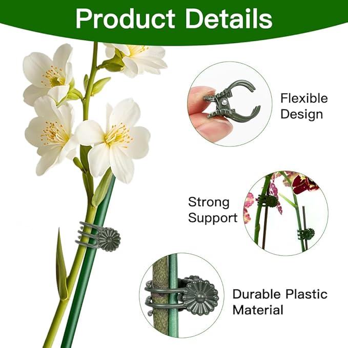 Plant Clips Orchid Clips 60PCS Plant Clips for Climbing Green Plants Orchid Clips for Plants Support Garden Clips Plant Support Clips Vine Clips Plant Clips for Outdoor Plants Support Stem Vines Stalk