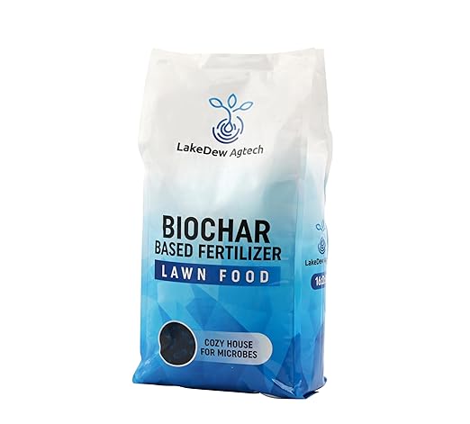 LakeDew Biochar Lawn Fertilizer 16‑0‑8 – Moisture Retention & Microbial Boost – Fix New Construction or Sandy Soils – Eco‑Friendly, Covers 2,500‑6,000 sq ft