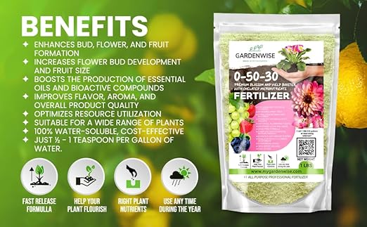 0-50-30 Universal Premium Bud and Bloom Booster Increases Flowering & Yield, for Use in Soil and Hydroponics, Super Concentrated Flower Fuel (1 LBS)