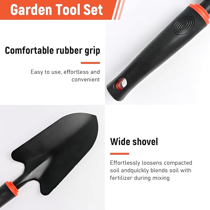 5 Pcs Set Weed Puller Tool,Hand Weeder Tool,Includes Rake, Shovel, Hand Hoe, Double-Sided Cultivator & Weed Puller Tool for Digging