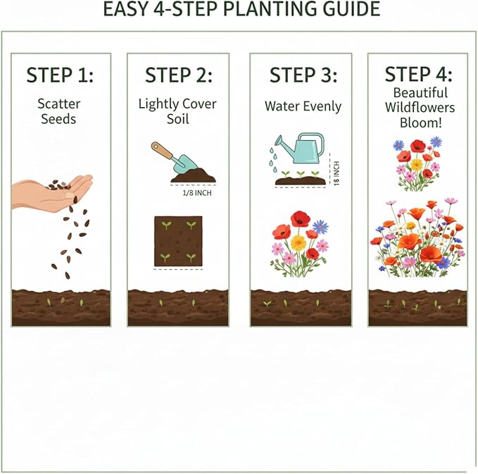 Wildflower Seeds Mixed, Perennial Flower Seeds fo Plating (4 Ounces 36000 Seeds)