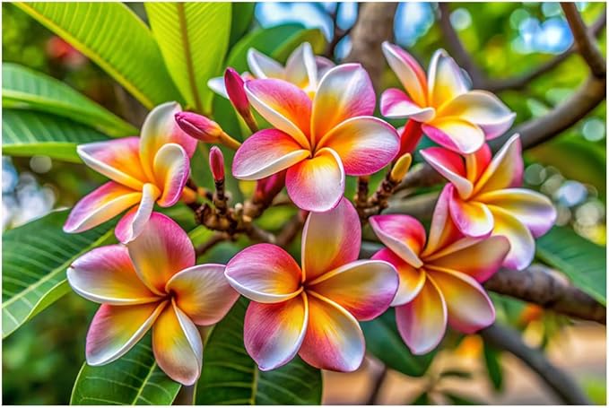 Mixed Color Plumeria Seeds for Planting Tropical Frangipani Rainbow Flower Seed Easy to Grow Colorful Blooms Perennial Patio Balcony Garden Rubra (10, Plumeria Seeds)
