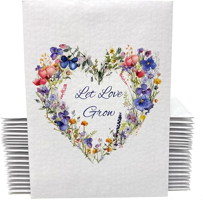 Let Love Grow Wildflower Seed Packets for Guests - Party Favors for Wedding, Bridal Shower, Baby Shower or Sprinkle - Gender Neutral - Already Filled - Pack of 20