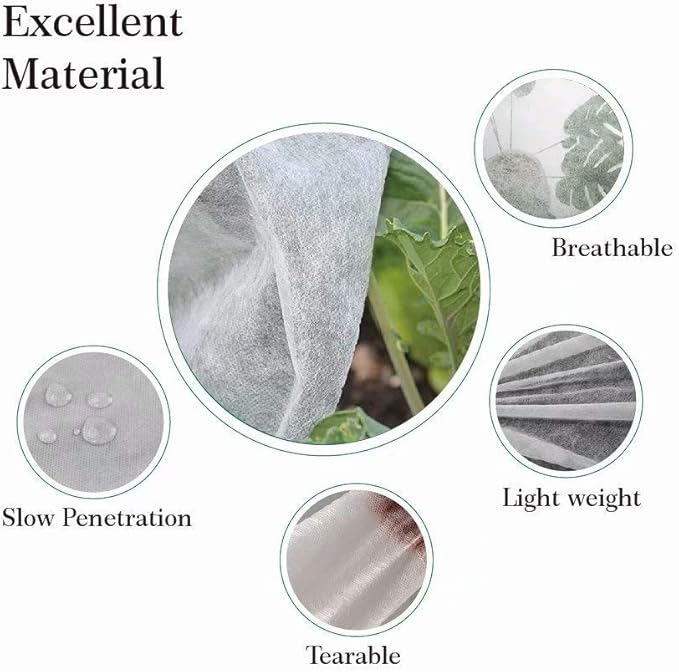 Agfabric Plant Covers Freeze Protection H39 xDia39 0.9oz Freeze Cloths for Plants Plant Frost Protection Covers Drawstring Bags Shrub Jacket,White,2 Pack