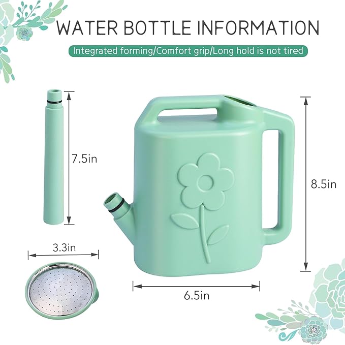 2.8L Watering Can for Indoor Plants, Garden Watering Cans for Outdoor Plant House Flower, Modern Plant Watering Can Large Long Spout with Sprinkler Head