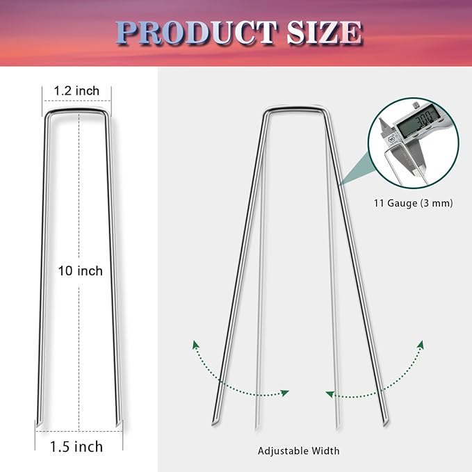 Gtongoko 120 Pack Galvanized Landscape Staples Garden Plant Cover Stakes 10 Inch 11 Gauge SOD Staples Ground Fence Stakes for Landscaping Securing Weed Barrier Fabric, Christmas Decorations