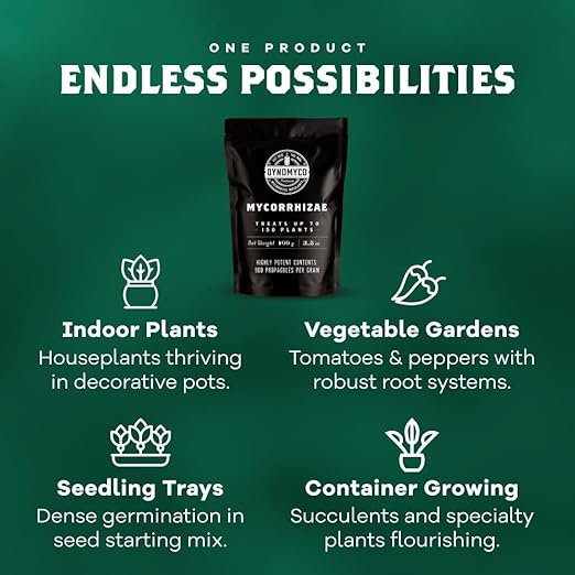 DYNOMYCO Granular Mycorrhizal Fungi Inoculant, 100g/3.5oz – Boosts Root Growth, Yields & Nutrient Uptake – 900 Propagules/g, Concentrated Granules, & OMRI Listed – Biofertilizer for Plant Growth