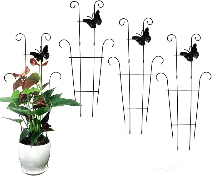23 Inch Plant Trellis for Potted Plants, Sturdy Metal Houseplant Trellis for Climbing Plants Indoor Outdoor, Rust-Resistant Plant Support for Monstera Pothos Ivy, 2 Pack