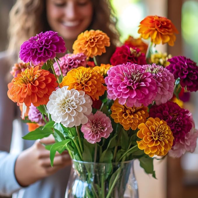NatureZ Edge Zinnia Seeds for 2026 Planting Outdoors, Over 550 Flower Seeds, 4g, Non GMO Made in USA, Bulk Semillas De Flores para Sembrar, Dahlia Mix, Easy to Grow Zinnia Seed Mix