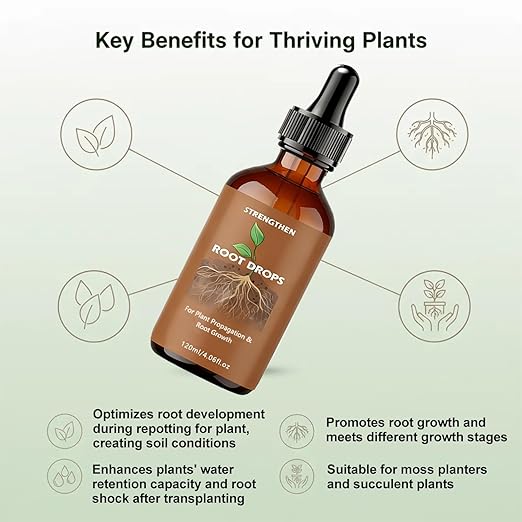 Root Drops,Liquid IBA Rooting Hormone for Cuttings,Rooting Vitamins Propagation Drops for Faster Roots &Less Shock Works in Water,Soil,LECA for All Indoor Houseplants Like Pothos,Monstera,Philodendron