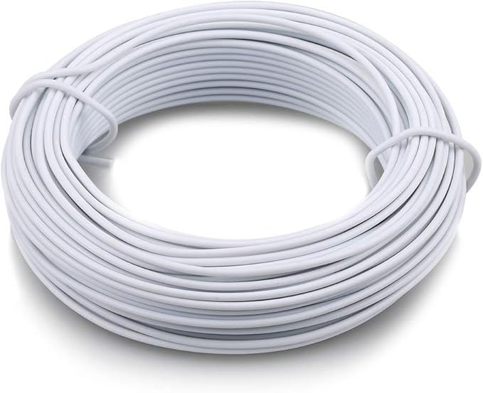 KINGLAKE 66 Feet White Sturdy Plastic Coated Garden Wire 2mm Plant Twist Tie