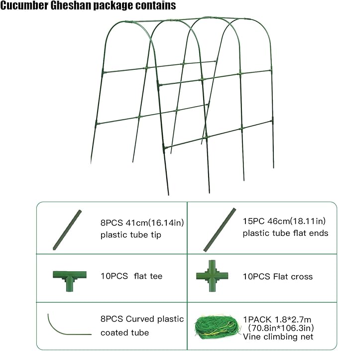 U-Shaped Cucumber Climbing pergola up to 56.5in, up to 46.5in, Outdoor Climbing Arched Plant Garden net, Vegetable Plant Support, loofah Climbing pergola