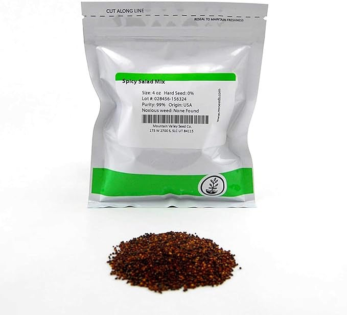 Spicy Salad Mix Micro Greens Seeds: 4 Oz - Non-GMO Seed Blend: Broccoli, Kale, Mustard, Cabbage, Arugula, More