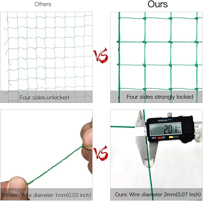 Trellis Netting, PDGROW Climbing Plant Support Net Garden Pea Bean Neting, Heavy-Duty PE Trellis Net for Cucumber, Tomato, Vegetables, Fruits, Sweet Pea Plants (6.6' x 16.4'Ft)