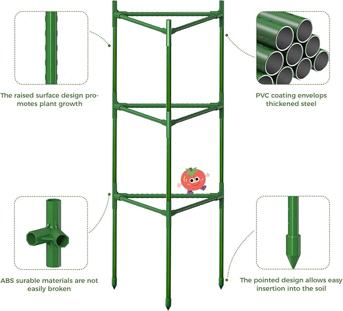 4 Pack Extra Wide Tomato Cages for Garden Up to 47.2'',Tall Metal Plant Supports for Raised Garden Bed, Foldable & Sturdy Steel Stake Cages for Tomato, Eggplant,Pepper, Pea﻿ (4 Pack)