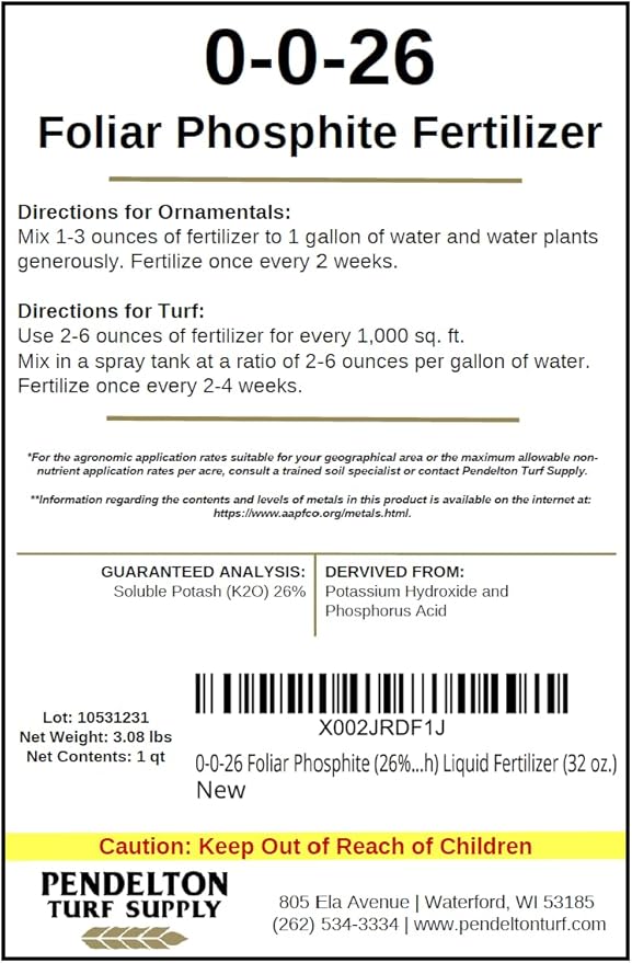 0-0-26 Foliar Phosphite (26% Soluble Potash) Liquid Fertilizer (32 oz.)