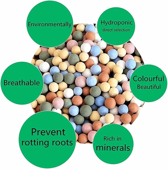 2LBS Natural Organic Colorful Leca Balls for Plants, 5mm-8mm Ceramsite Clay Pebbles Indoor Potting Garden Soil for Orchid, Succulents, Hydroponics, Decoration, Drainage, Top-Dressing Rocks
