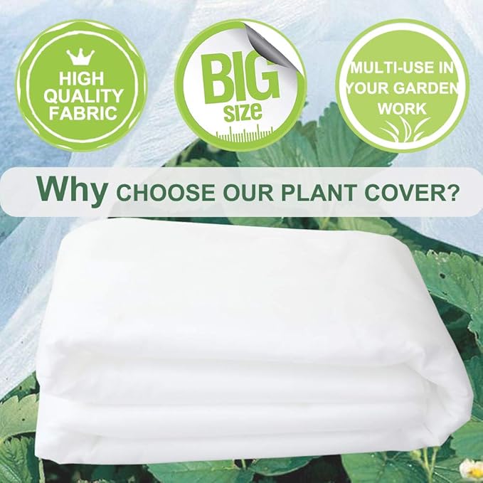 Plant Covers Freeze Protection 10 ft x 20 ft Floating Row Cover 0.9oz/yd² Garden Fabric Plant Cover for Winter Frost/Sun Pest Protection (10FT X 20FT)