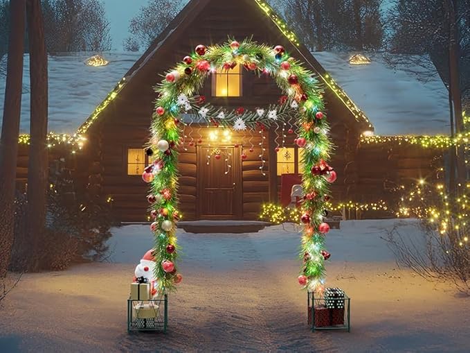 Thickened Tube Garden Arch Trellis with Planter Boxes,Metal Arch Frame,Pumpkin Archway Outdoor Garden Arbors and Arches for Wedding Party Decoration, Christmas Decor Pergola for Garden Backyard(Green)