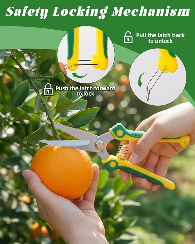 3 Pack Garden Pruning Shears, Stainless Steel Shears, Gardening Shears, Scissors, Garden Clippers, Pruning Snips, Pruning Shears for Gardening Tools (Yellow+Green)