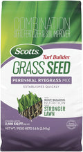Scotts Turf Builder Grass Seed Perennial Ryegrass Mix with Fertilizer and Soil Improver, Establishes Quickly, 5.6 lbs.
