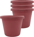 The HC Companies 8 Inch Prima Round Planter Pots with Drainage Holes and Rolled Rim, Lightweight UV-Resistant Plastic Indoor & Outdoor Planters, 4-Pack Flower Pots for Garden & Home Decor, Marsala