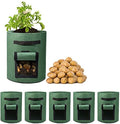 Delxo 5 Pack 7 Gallon Potato Growing Bags, Planter Garden Grow Bags with Flap, Double Layer Breathable Nonwoven Cloth for Planting,Vegetable,Tomato,Aeration Fabric Pots with Handles Green