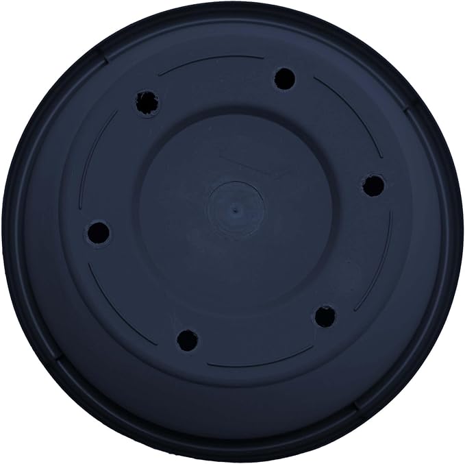 Bloem Terra 10" Diameter Round Navy Resin Planter Pot with Drainage Holes for Indoor and Outdoor Gardening