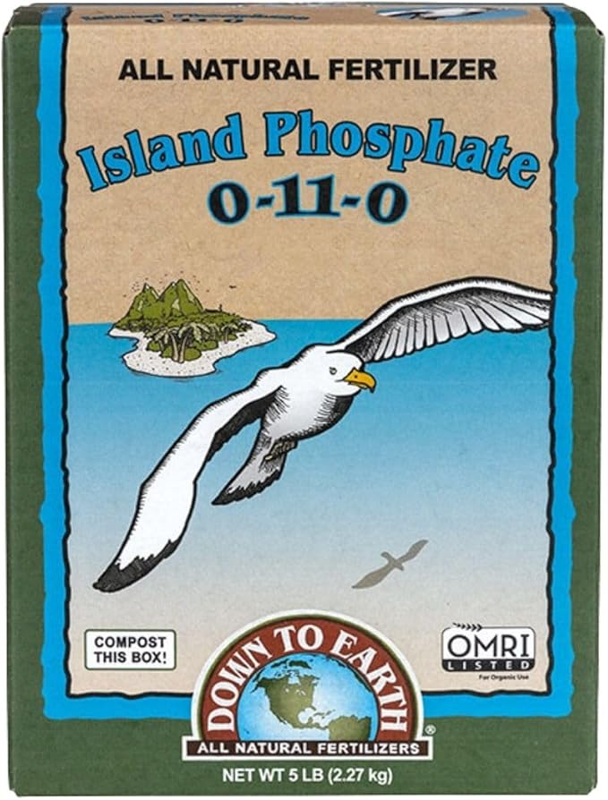 Down To Earth All Natural Fertilizers Organic Island Phosphate - High Phosphorus Plant Food for Buds, Blooms, Flowers 0-11-0, 5 lb