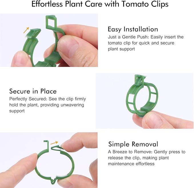 Tomato Clips, Plant Support Clip for String Trellis Climbing Plants Garden Vegetables -100PCS/Green