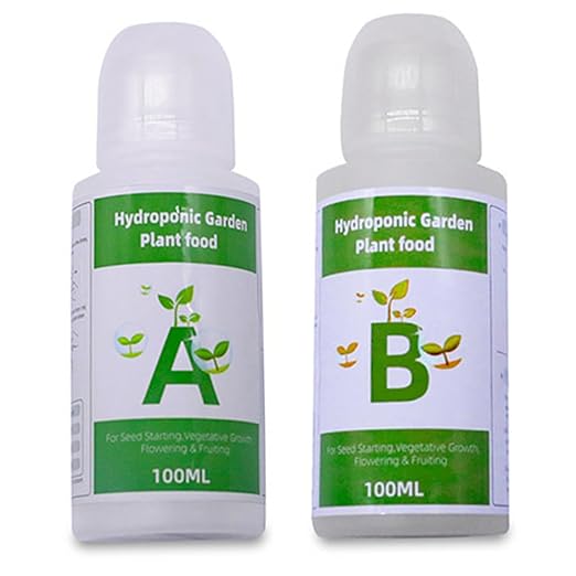 2 Bottles Hydroponic Nutrients 20-23g/ Bottle Hydroponic Plant Food A and B for Indoor Plants, Vegetables, Fruits and Flowers