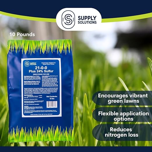 Supply Solutions 21-0-0-24S Ammonium Sulfate for Deep Green Plants - Soil Acidifier for Blueberry Blooms, Azalea and Magnolia Tree Fertilizer - Sulfur for Plants Nitrogen Fertilizer (10 Pounds)
